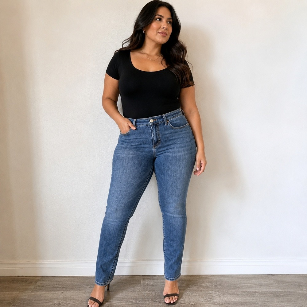 Seven7 Tummyless High Rise Skinny Jeans Alaska Blue Womens 12 Slimming Stretch